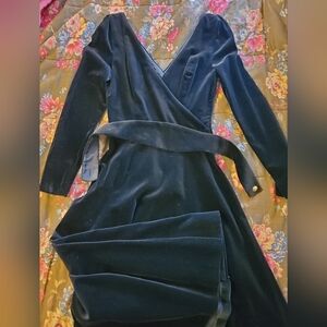 Laura Ashley Black Velvet Dress Small